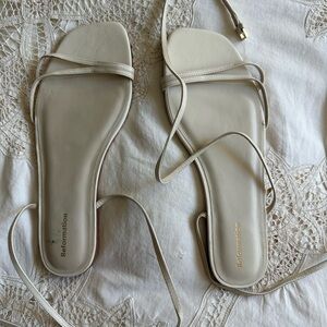 Reformation Magalie Ankle Tie Flat Sandal, Size 8